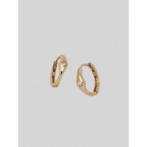 14k middle cubic point one touch ring earring