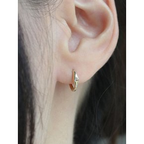 14k middle cubic point one touch ring earring