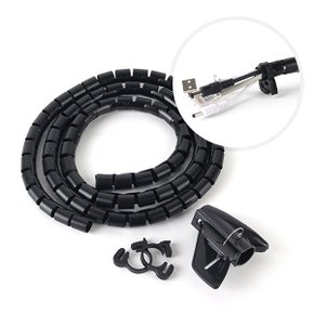 케이블선정리 전선정리 길이1.5M 폭20mm 블랙/케이블보호커버 케이블가드 컴퓨터 랜선 멀티탭 전선정리타이