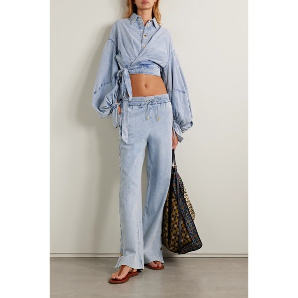 크롭 랩 효과 데님 탑 라이트 데님 46376663162996925