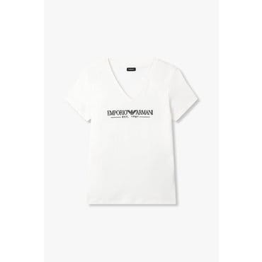 EMPORIO ARMANI 여성 숏 슬리브 브이넥 티셔츠(0825135504)