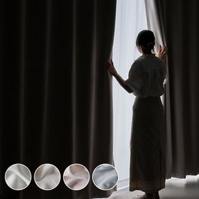 [타이백 무료증정][1+1] 블랑쉐이드 99.99% 자외선 차단 암막커튼 아일렛형 긴창특대형 4컬러
