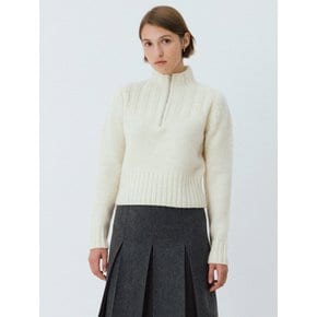 half neck zip-up pullover (ivory)