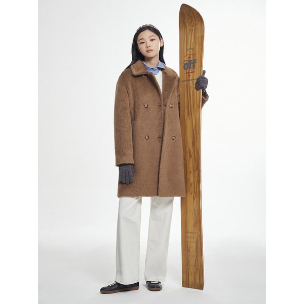 알파카 더블 하프 코트  옐로이시 브라운 (BF5X30C11B)