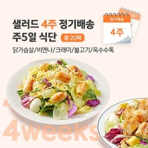 포켓샐러드 샐러드 4주 정기배송 주5일 (닭가슴살1+비엔나1+크래미1+불고기1+옥수수1)