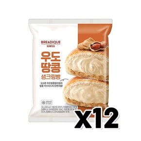 브레디크 우도땅콩생크림빵 베이커리간식 135g x 12개