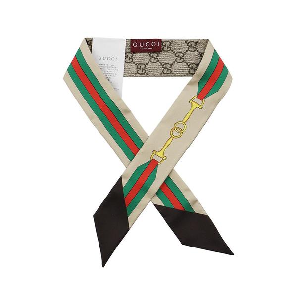 확대된 대표 구찌 프린트 리본 스카프 7569373G001 2164