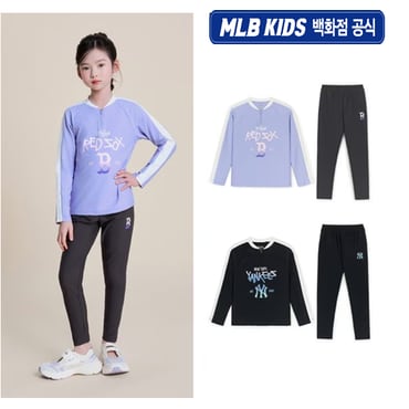 MLB키즈 (백화점공식) 베이직 반집업 래쉬가드 세트 (2color) 7ASWB2153
