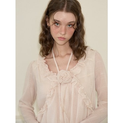 Corsage Point Chiffon Dress_ Ivory