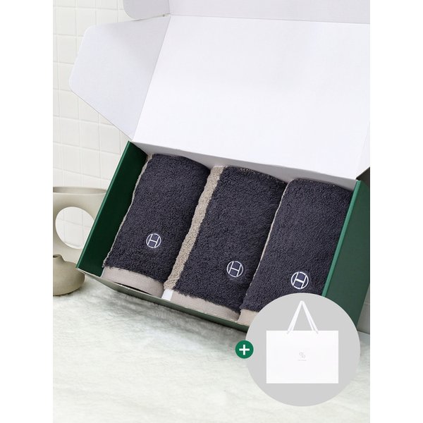 1퍼센테이지 애쉬그리드 250g 40수 미니 바스타올 3P 선물세트