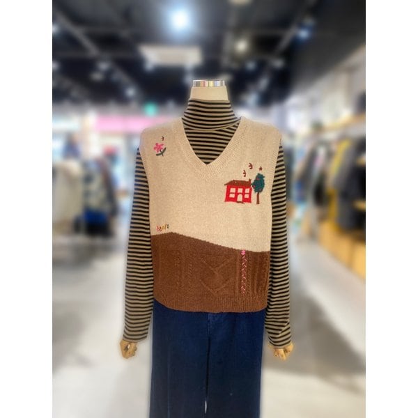 [여주점] 컬러 블럭 니트 베스트 (BAKV54461)