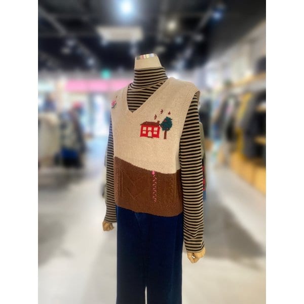 [여주점] 컬러 블럭 니트 베스트 (BAKV54461)