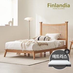 핀란디아 아멜리 원목 평상형 침대 슈퍼싱글SS+무중력메모리폼매트리스