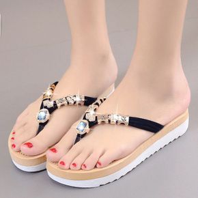여성 발편한 보석 쿠션 쪼리슬리퍼 여름 여자 샌들_P351756044