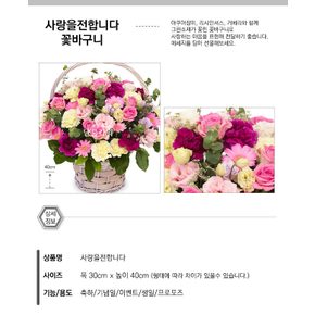 사랑을전합니다 꽃바구니 /축하꽃 생일꽃, 로즈데이 꽃, 스승의날 꽃, 부부의날 / 천사난플라워