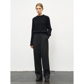 WOOL RICH WIDE TUCK SLACKS_BLACK