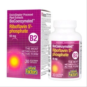 내추럴팩터스 BioCoenzymated B2 리보플라빈 5인산염 50mg 30캡슐 5통