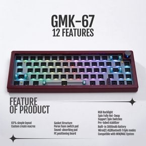 GMK67 5.02.4GType-C 65% EVA RGB WindowsMac 개스킷 마운트 기계식 키보드 키트, 핫 스왑