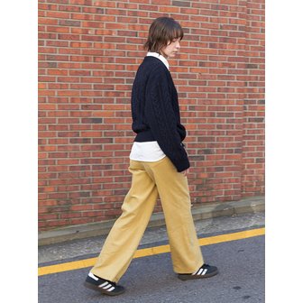 스텝어라운드 Corduroy Flap Detail Wide Pants_MUSTARD