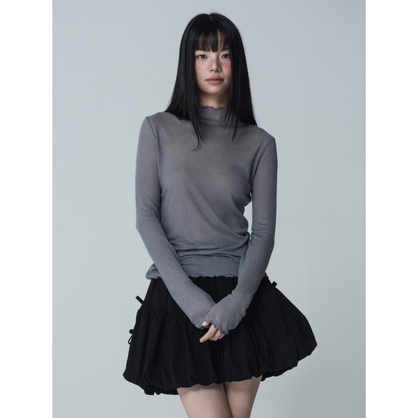 [리퍼브]SEE-THROUGH SHIRRING TSHIRT_GRAY