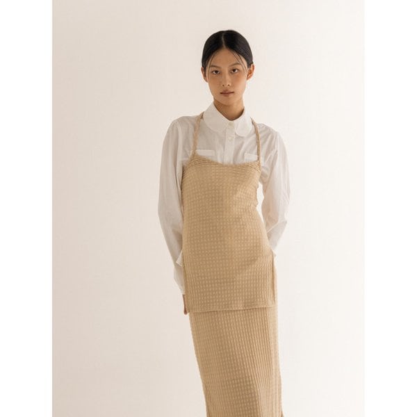 레이어드 홀터넥 니트탑 - 베이지