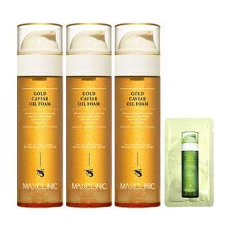 맥스클리닉 [홈쇼핑 동일] 맥스클리닉 오일 폼 클렌징 골드 캐비어 대용량 110g 3개+샘플