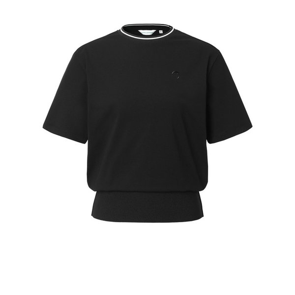 여성 소로나 오버핏 블루종 라운드 반팔 티셔츠 블랙