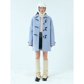 Wool Duffle Half Coat, Sky Blue