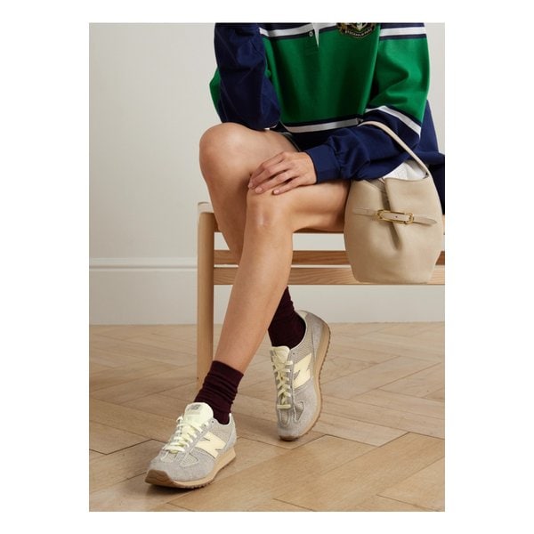 471 가죽 스웨이드 트리밍 니트 스니커즈 그레이 46376663162972892