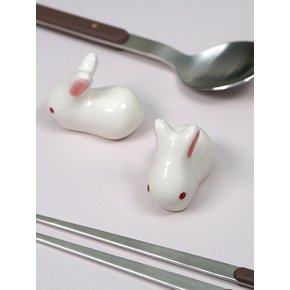 화이트 토끼 모양 수저 젓가락 받침대