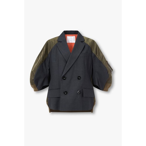 여성 나일론 트윌 믹스 슈팅 자켓_챠콜 6416101111000