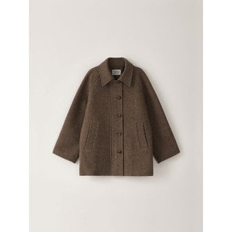 페블엠 Wool Half Coat Check - Brown