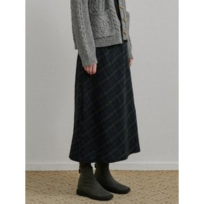 Lucy Check Cotton Skirt_Navy