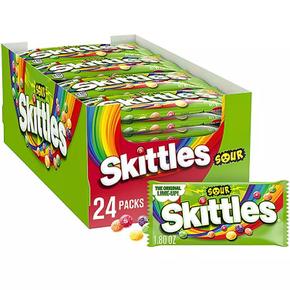 [해외직구] Skittles 스키틀 사워 후루츠 츄어 캔디 대용량 51g 24입 Sour Fruity Chewy Candy Full Size Bulk Pack (1.8 oz., 24 ct.)