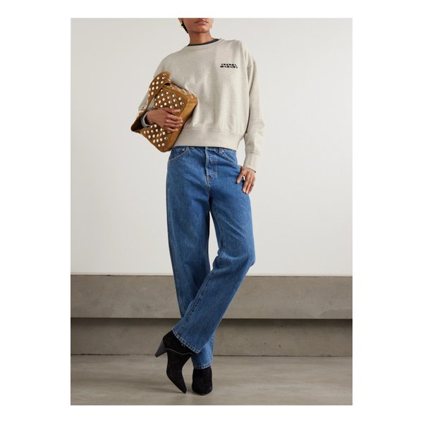 섀드 자수  코튼 혼방 저지 스웨트셔츠 에크루 46376663162889841