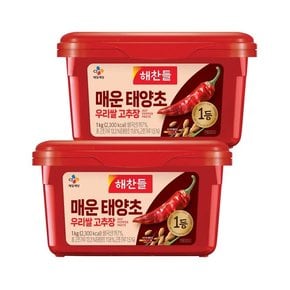 해찬들 100% 우리쌀로 만든 태양초 매운 고추장 1kg x2개