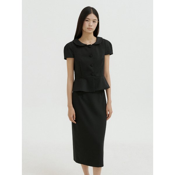 Round Jacket + Lace Skirt Set (black)