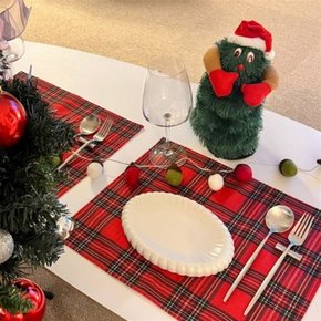 크리스마스 방수 테이블 매트 2ps 세트 식탁보 식사매트