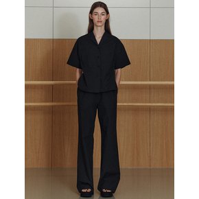 two-way open collared jumpsuit (black)