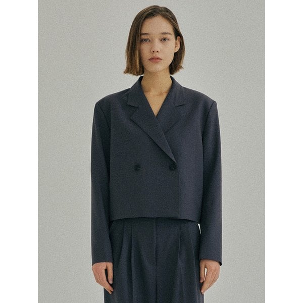 Signature Mood Crop Blazer (Blue Grey)