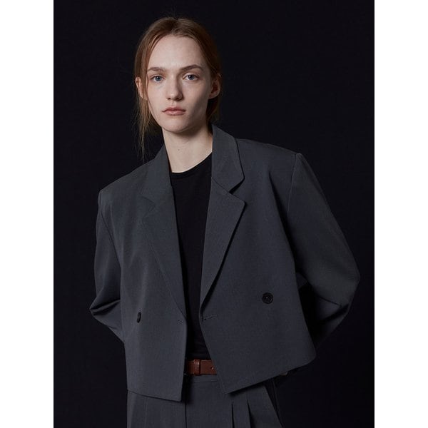 Signature Mood Crop Blazer (Blue Grey)
