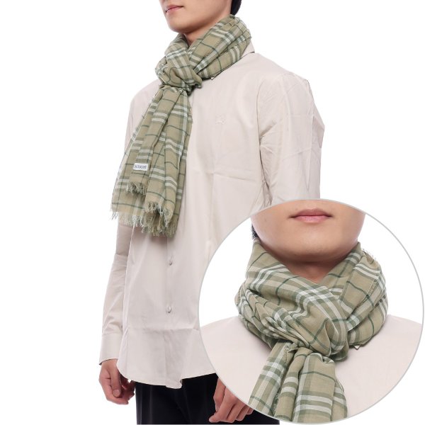 [부산점] 25SS 남성 체크 코튼 머플러 (8109210 SKYLARK M 25S)