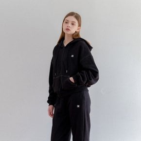 STITCH HOOD ZIP-UP PANTS SET UP_BLACK