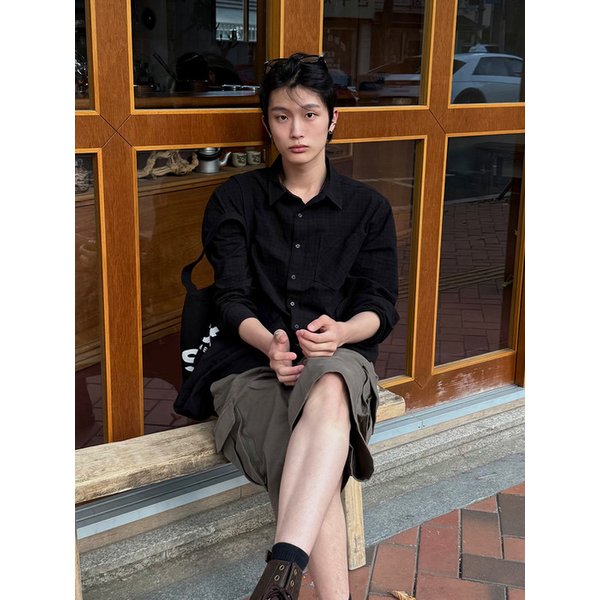 [인플루언서 PICK] Tone-on-Tone Check shirt - BLACK