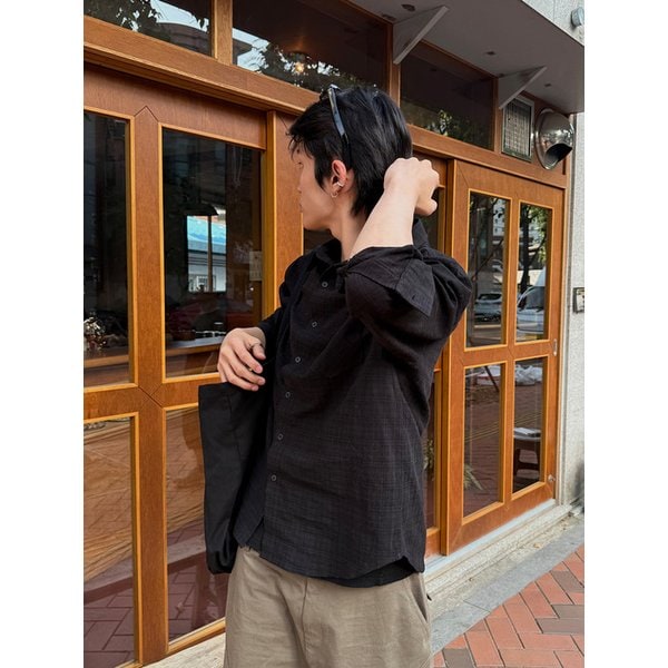[인플루언서 PICK] Tone-on-Tone Check shirt - BLACK
