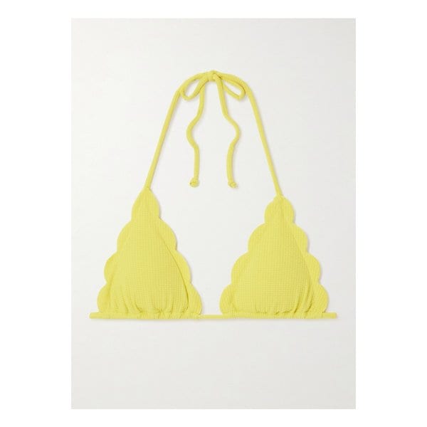 브로드웨이 스캘럽 시어서커 트라이앵글 비키니 탑 옐로 46376663162941859
