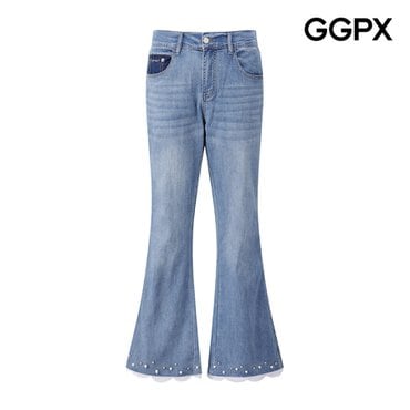 GGPX 밑단 주얼리 레이스 부츠컷 데님 팬츠 (GP6PT027F)