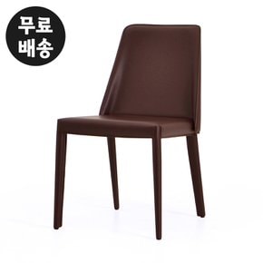 리네 가죽 의자 편한 식탁 체어 고급 디자인 심플한 CHAIR 철제 다리(브라운)