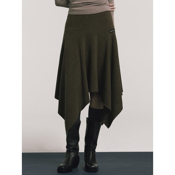 ASYMMETRIC HEM WOOL SKIRT_CHARCOAL