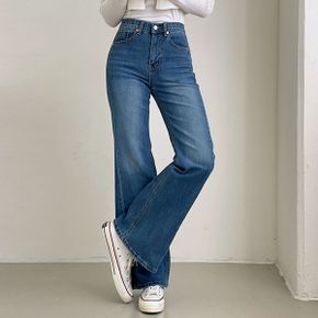 여성 부츠컷 데님 팬츠 사선 절개 시크릿밴딩 청바지 빅사이즈 브러쉬 워싱 스판 .._P419459299
